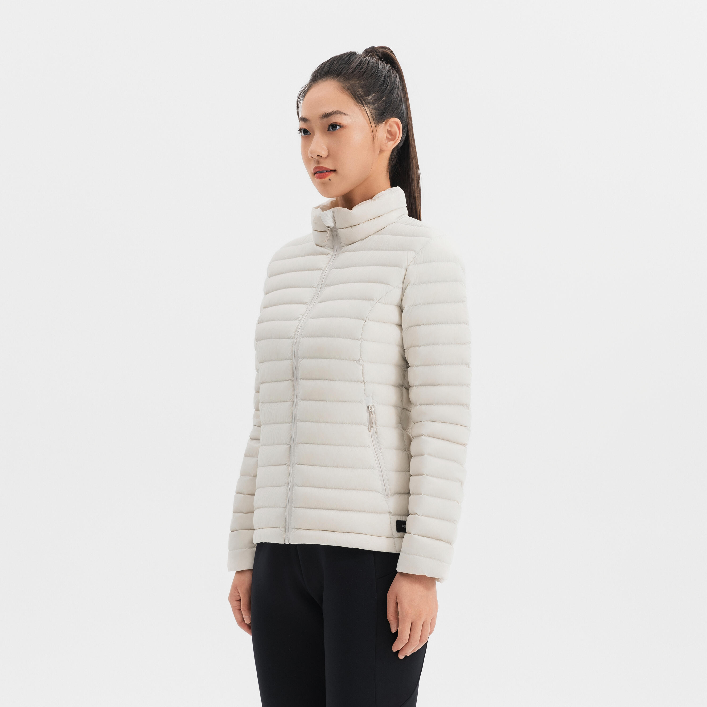 Women's down jacket Trek 100 CN pearl beige