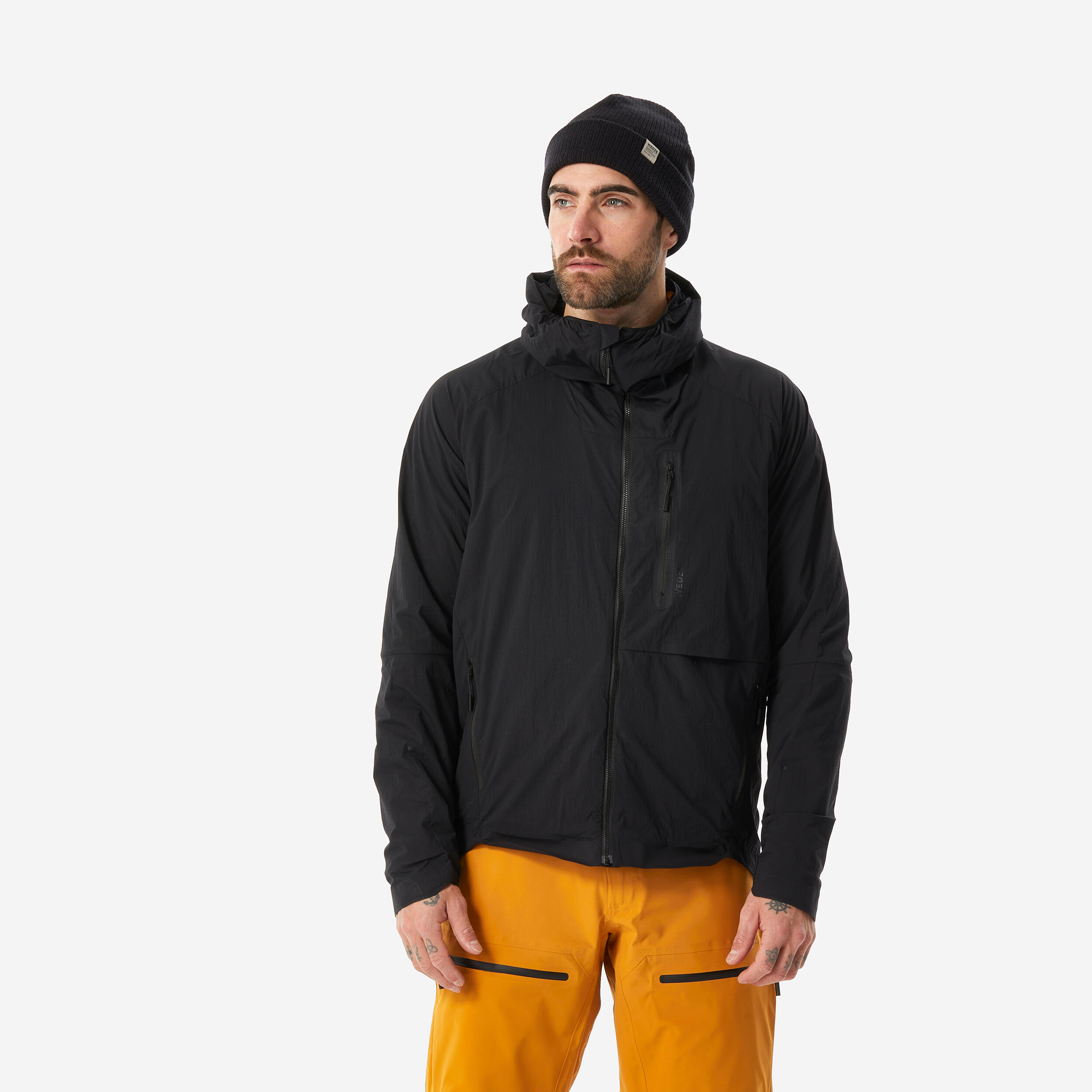 Casaco ski caminhada em polartec alpha (quente/respirável) homem, wilder, preto