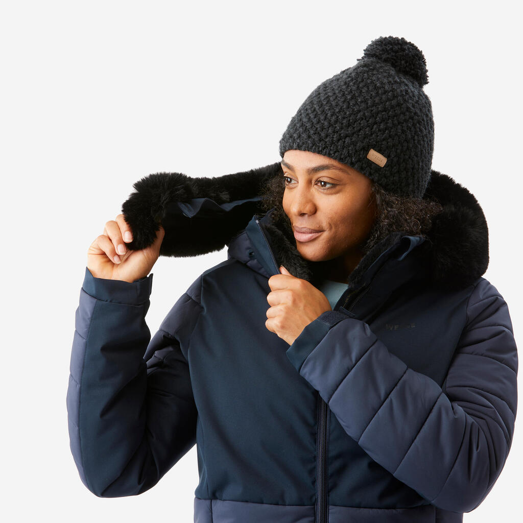 PARKA SKI MUJER CÁLIDA SEMI-LARGA 100 AZUL MARINO 