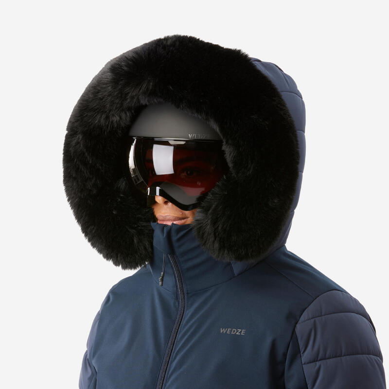 Skijacke Damen warm mittlere Länge - 100 marineblau 