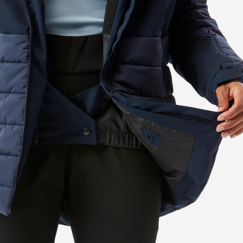 Skijacke Damen warm mittlere Länge - 100 marineblau 