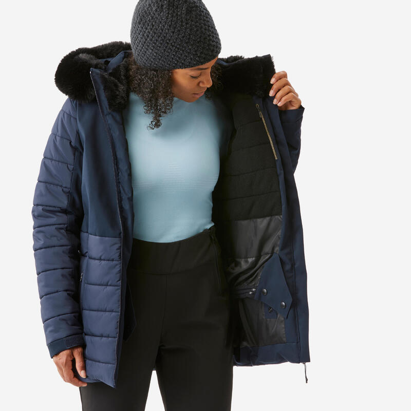 Skijacke Damen warm mittlere Länge - 100 marineblau 