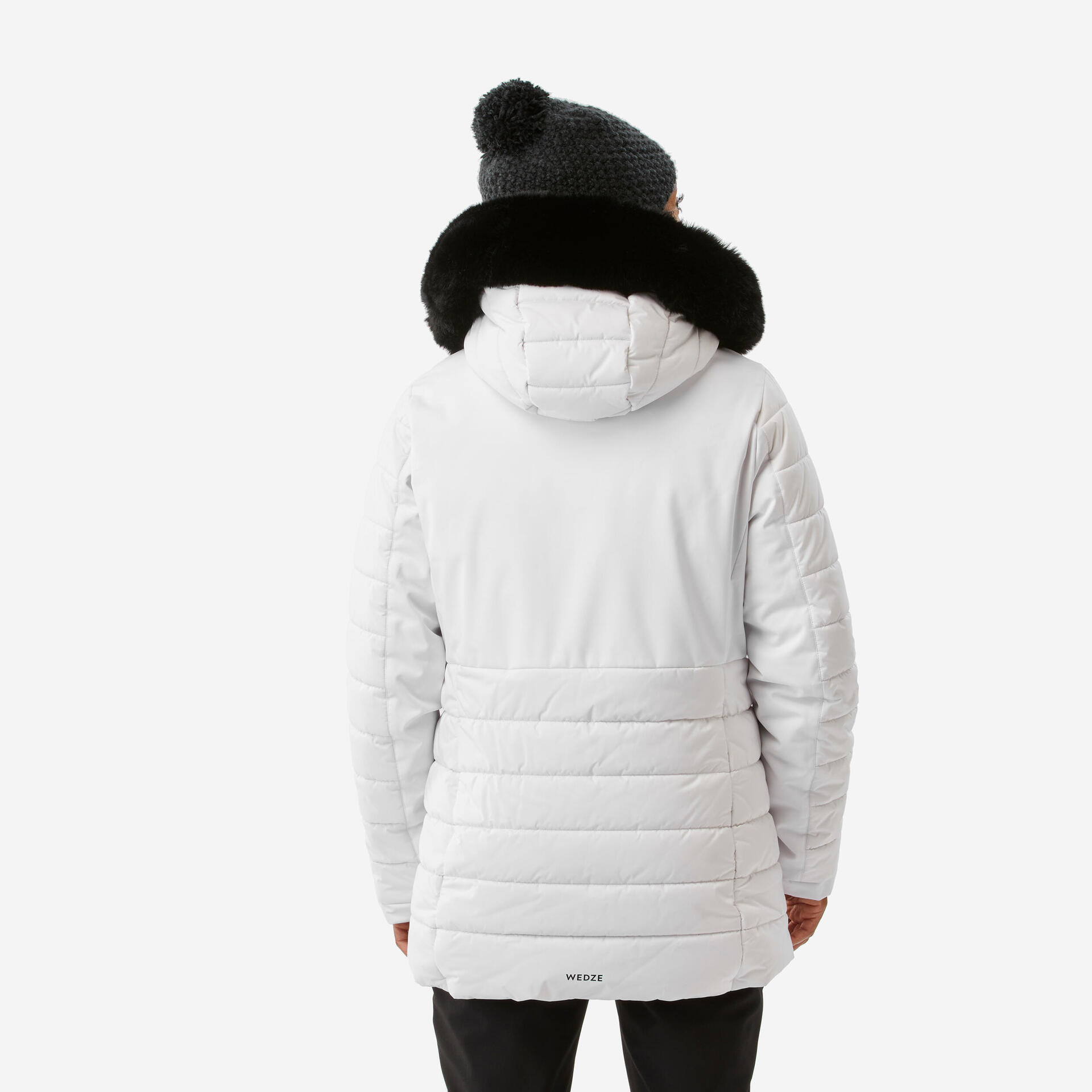 Women's Mid-Length Warm Ski Jacket 100 White