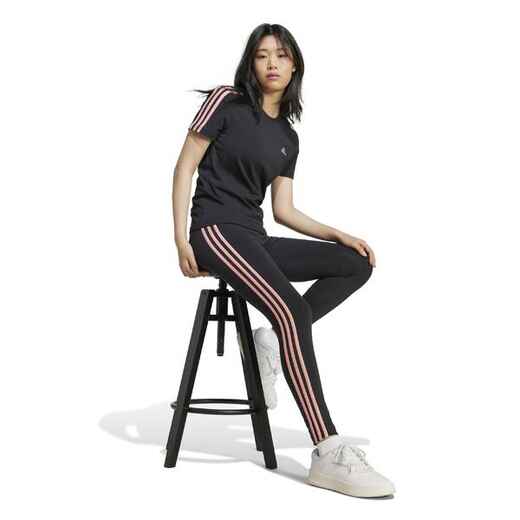 
      Women's 3 Stripe Print Leggings - Black/Pink
  