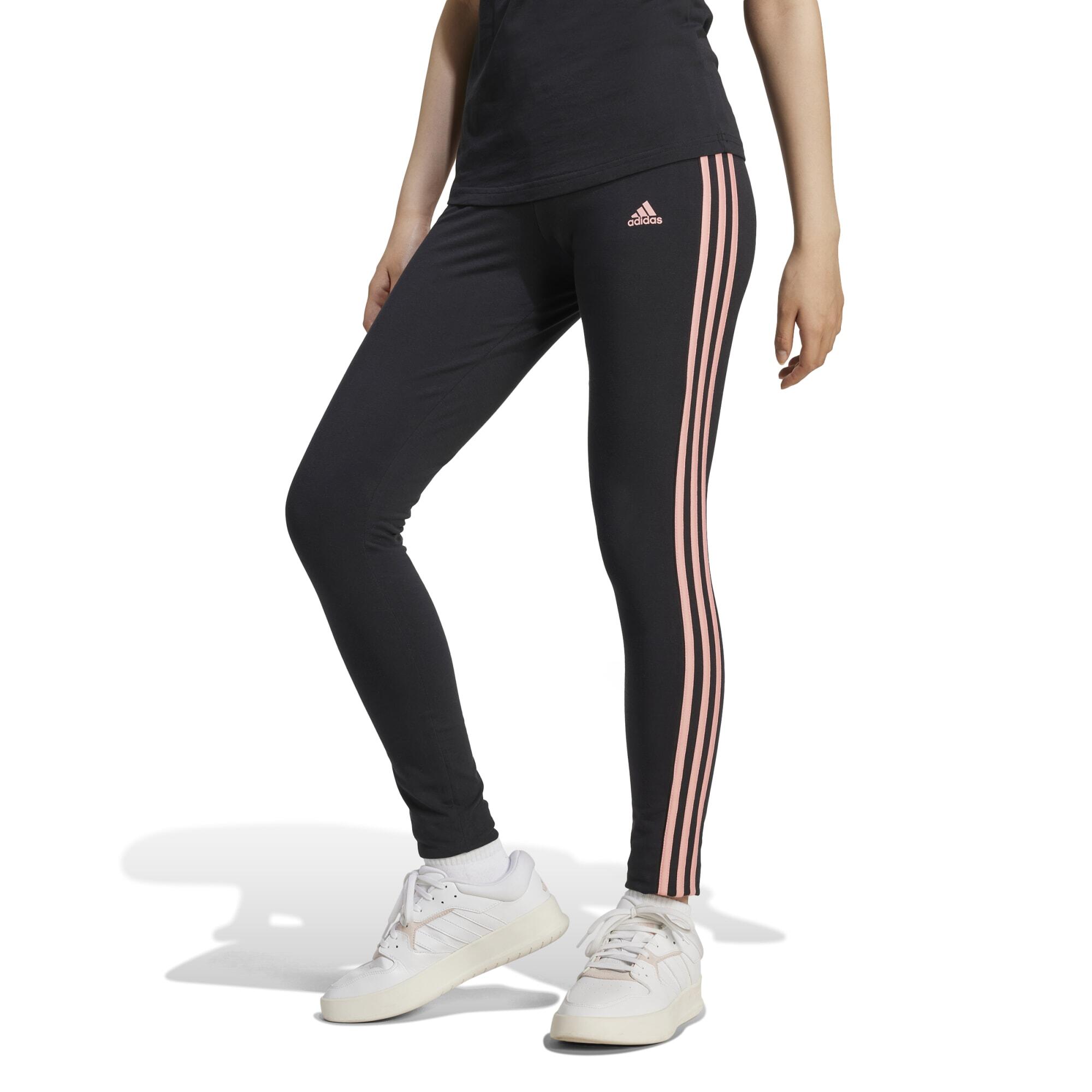 Adidas Legging donna con stampa a 3 strisce - nero e rosa