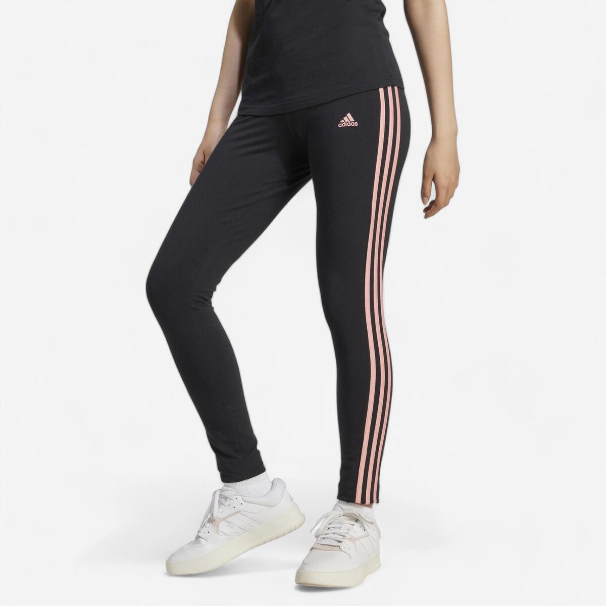 Legging imprimé 3 bandes Adidas femme - noir et rose