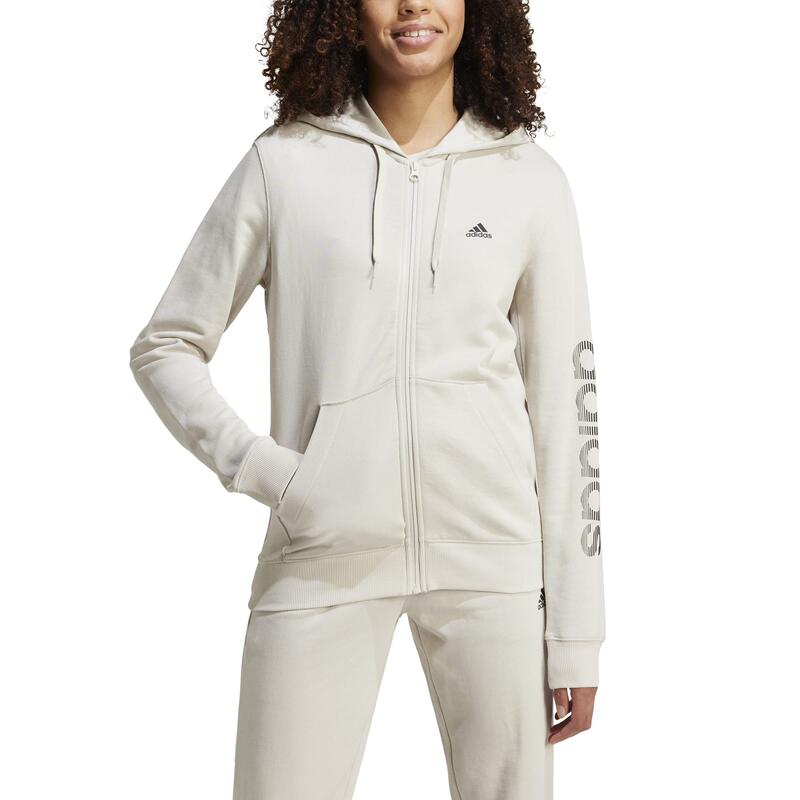 Sweat zippé imprimé Adidas femme - beige