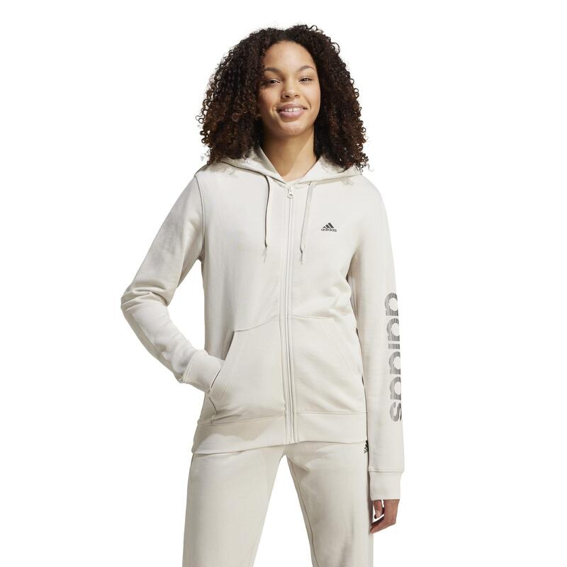 Sweat zippé imprimé Adidas femme - beige