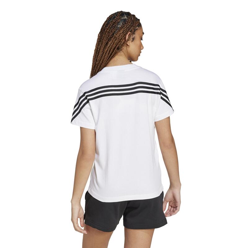 Tricou Fitness ADIDAS cu 3 benzi Alb cu imprimeu Damă 