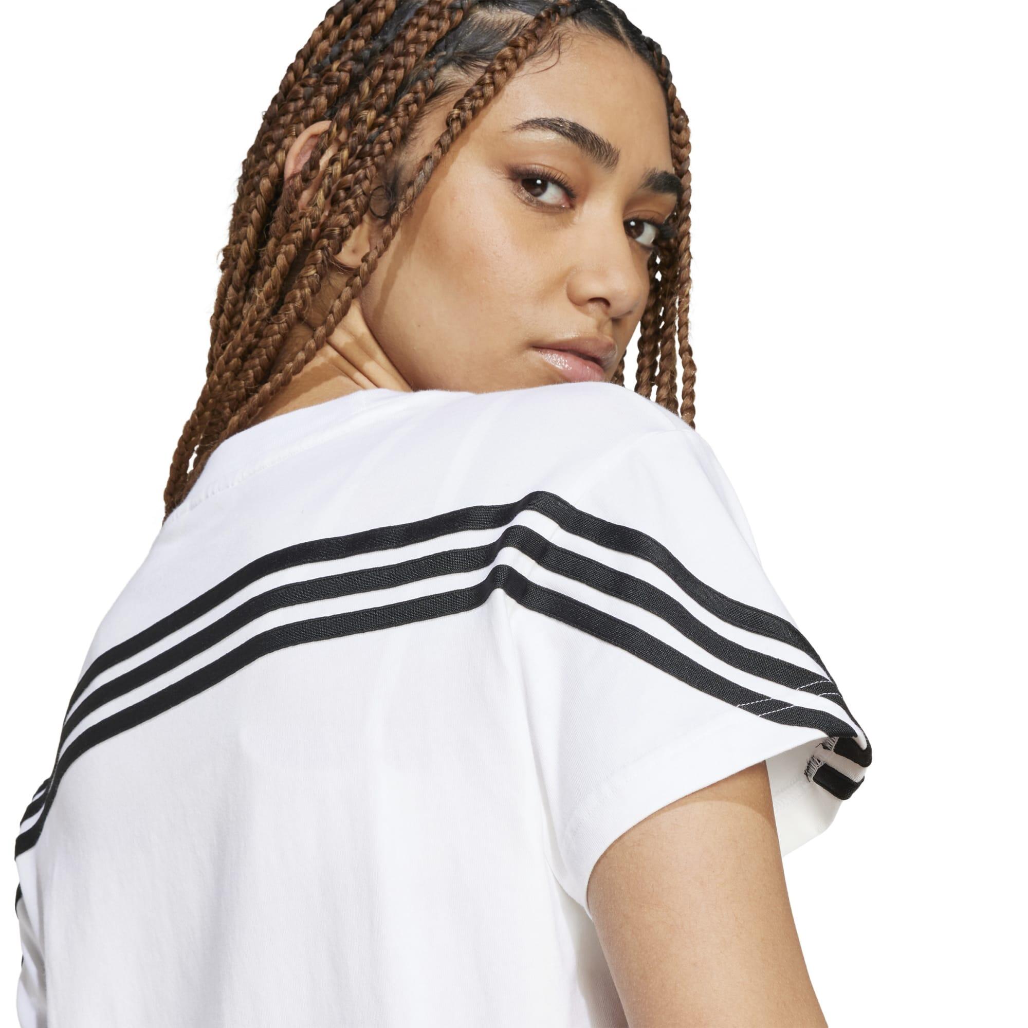 T-shirt imprimé 3 bandes Adidas femme - blanc 3/8