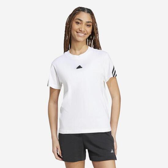 T-shirt imprimé 3 bandes Adidas femme - blanc