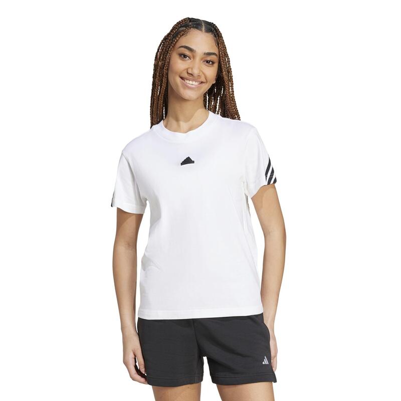 Camiseta Adidas Mujer Blanco Estampado 3 Franjas