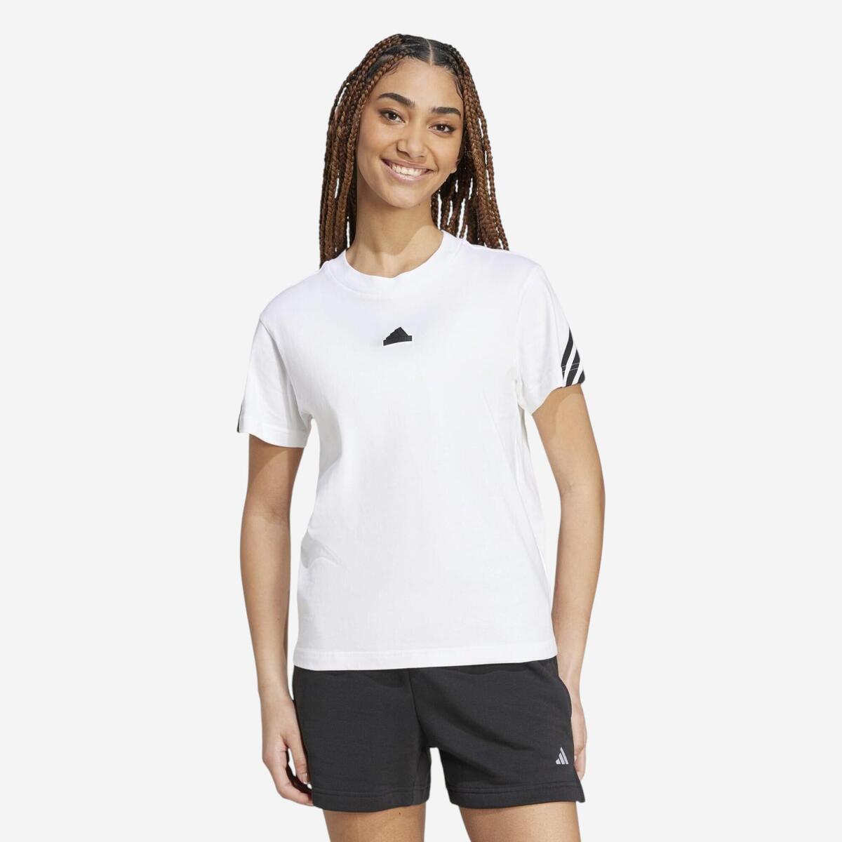 T-shirt imprimé 3 bandes Adidas femme - blanc