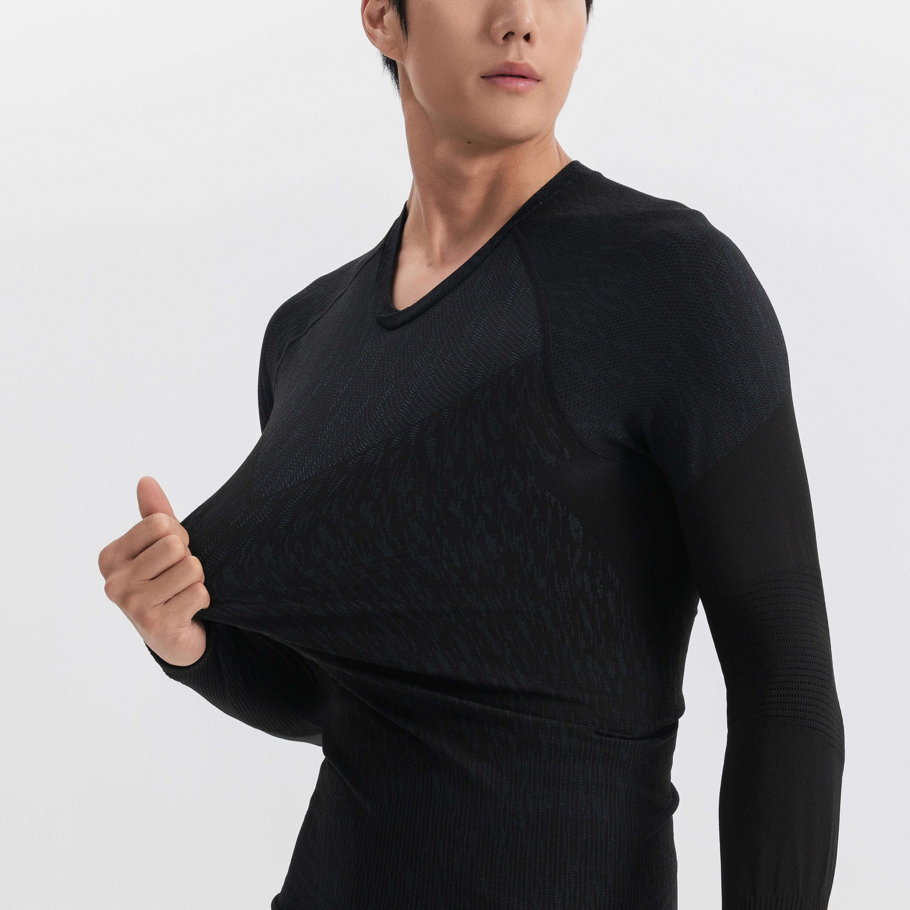 Camiseta térmica de fútbol manga larga adulto negro keepdry 500 5/15