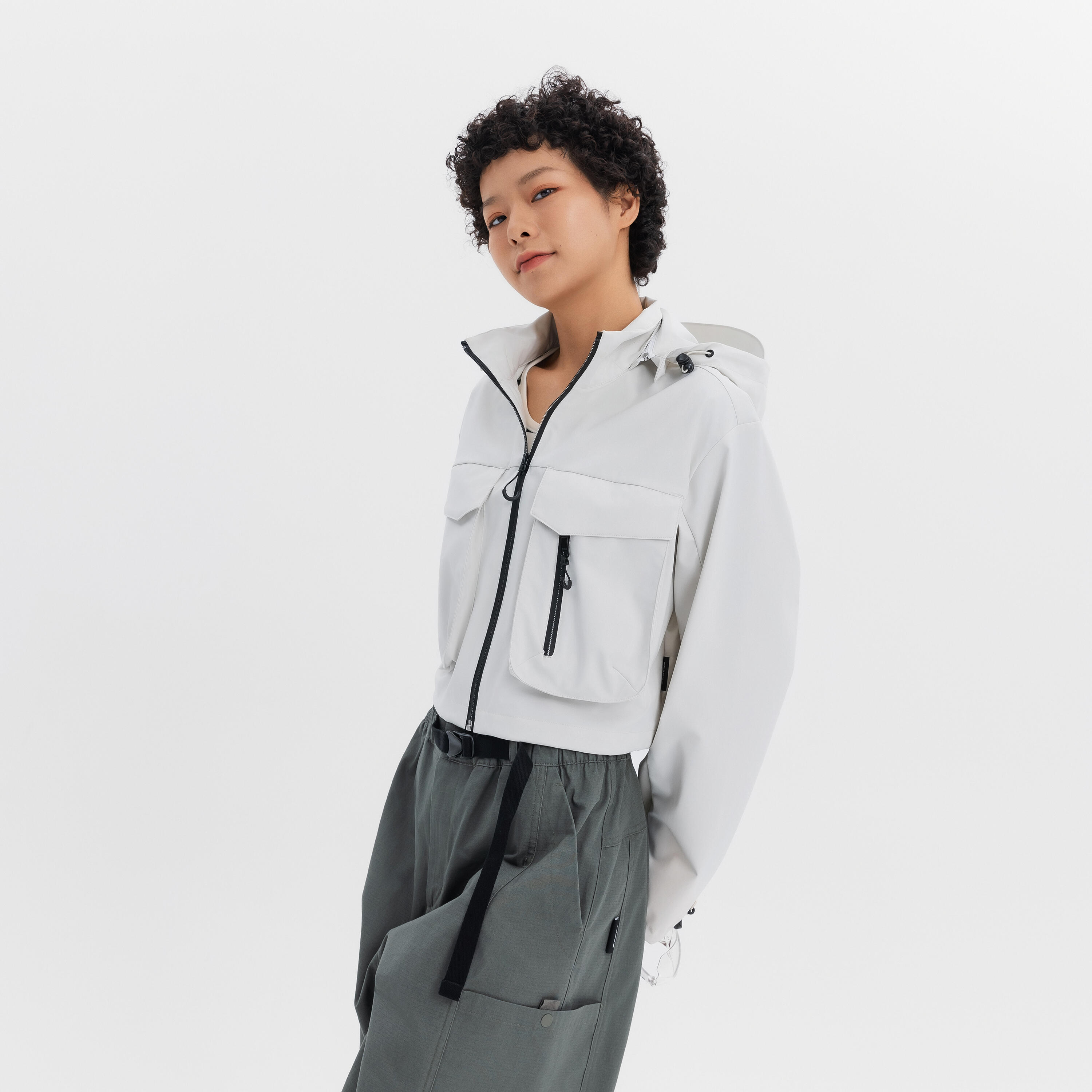 CN CROP POCKET JACKET WHT