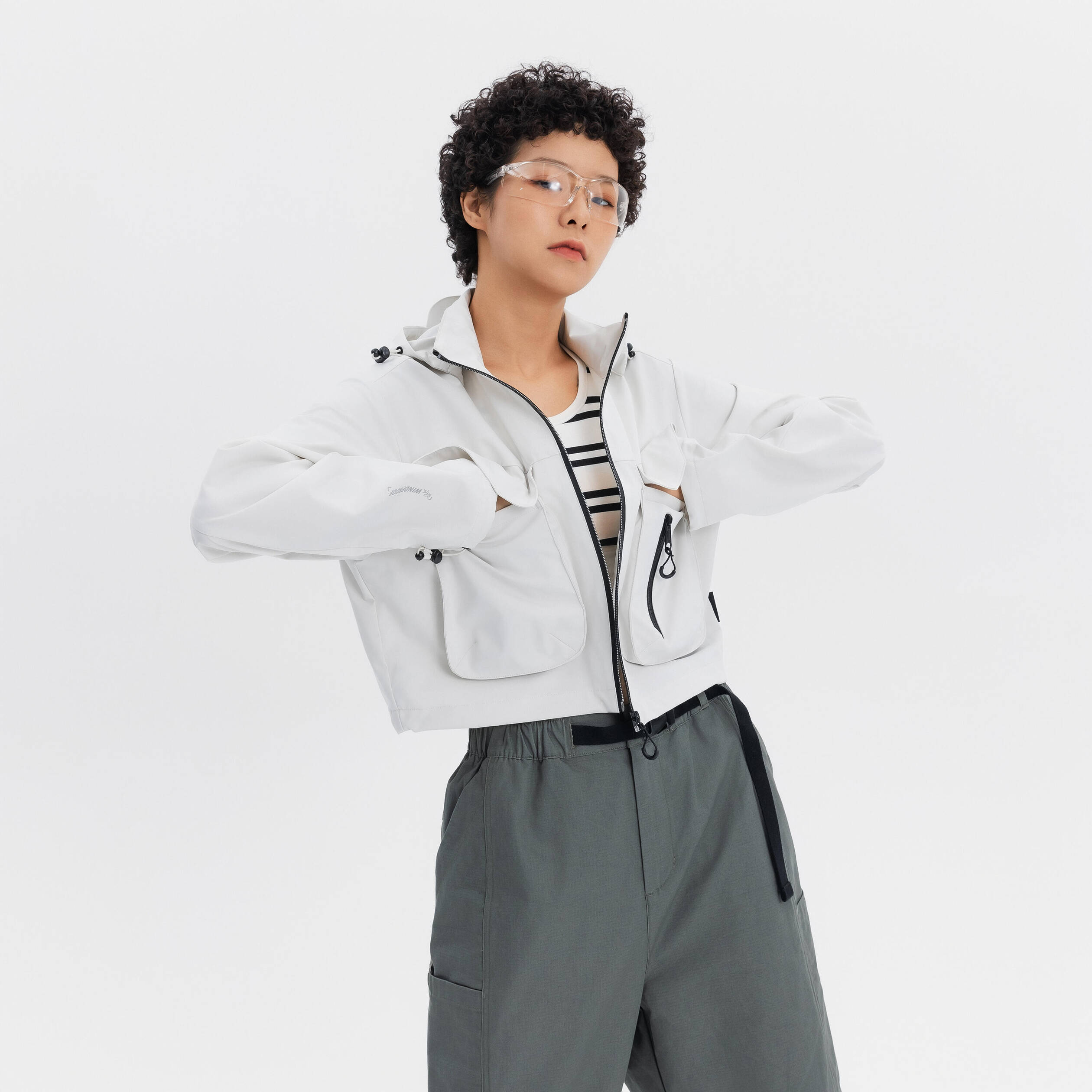 CN CROP POCKET JACKET WHT