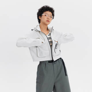 Crop Jacket with Pocket - White