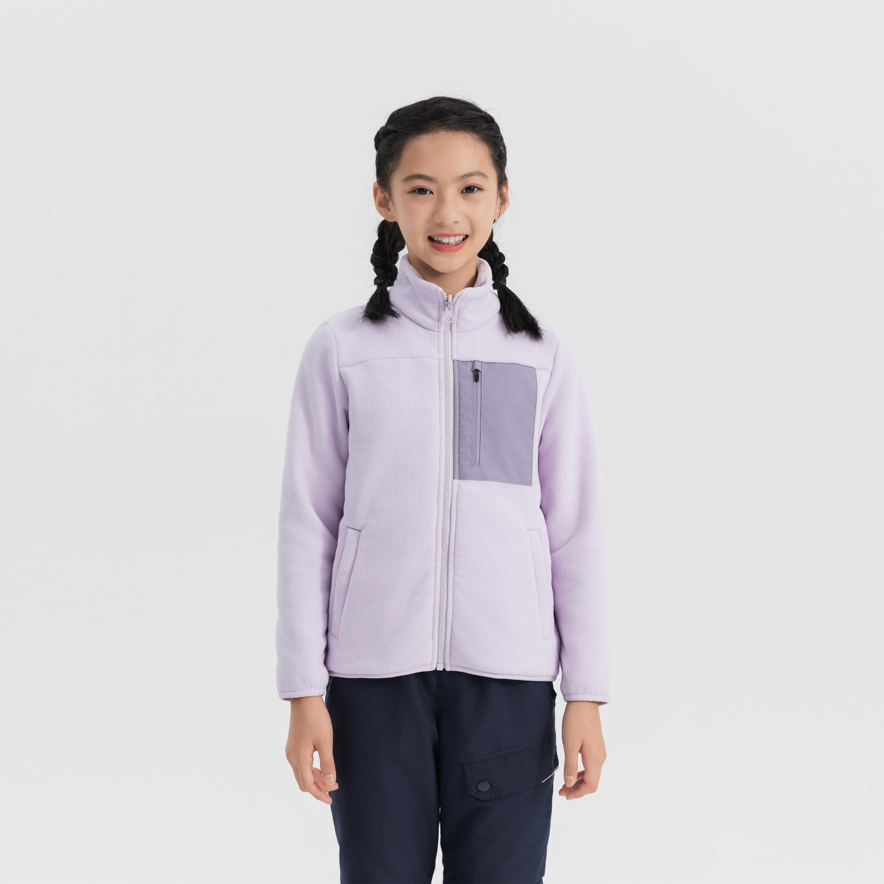 Junior 3 in 1 Winter Jacket SH500 Fleece - fleece Purple