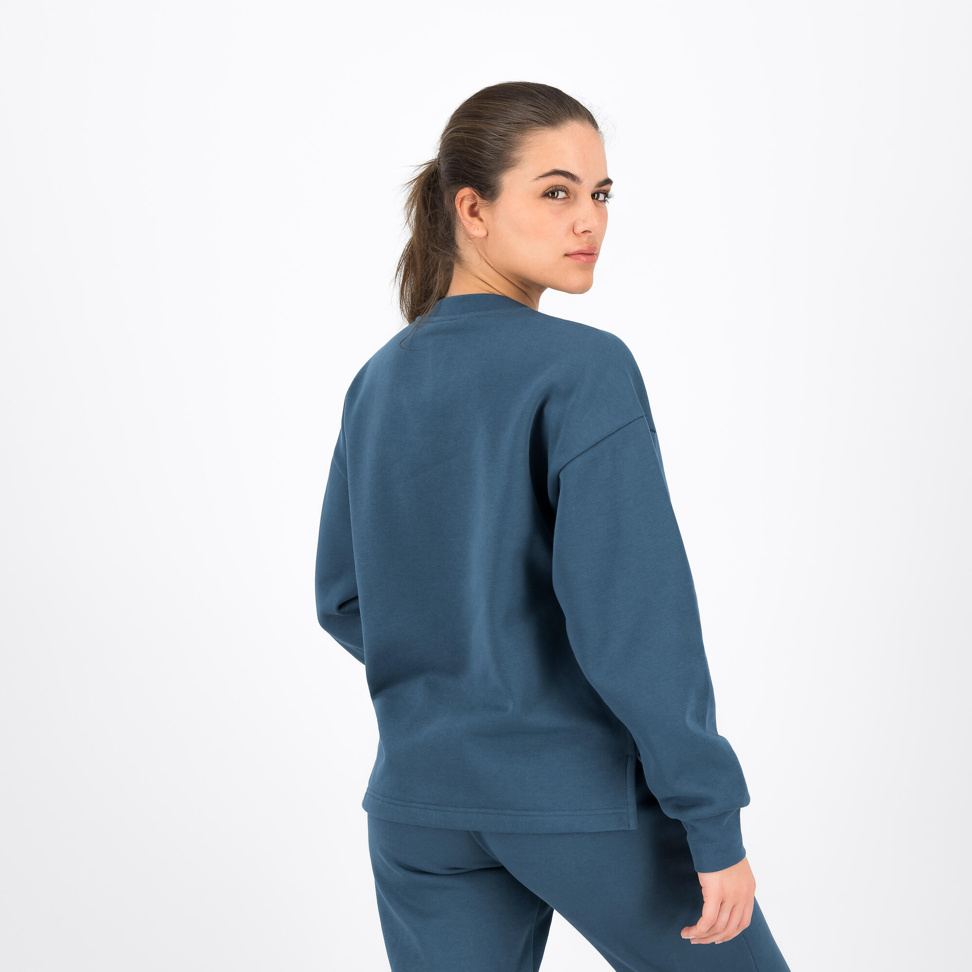 Felpa Puma donna palestra girocollo pesante blu PUMA Decathlon