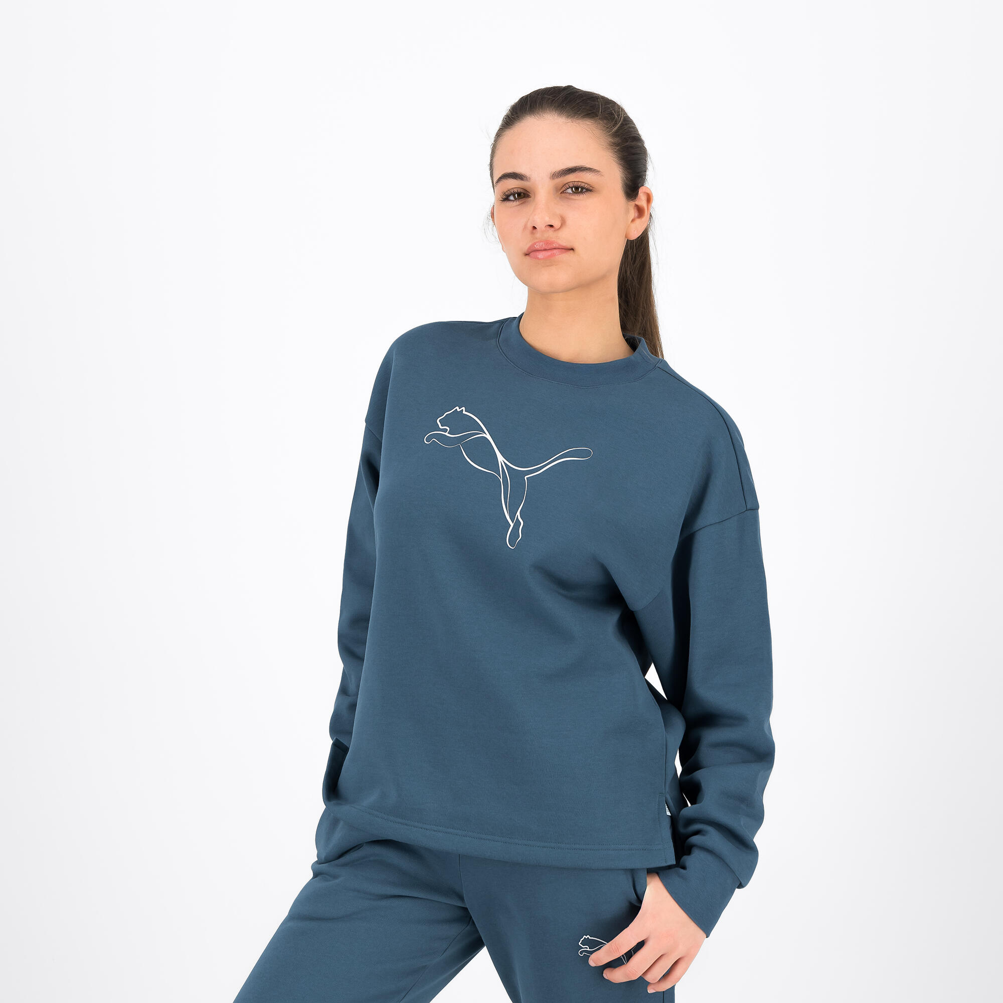 Sweat imprimé logo Puma femme - vert 2/6