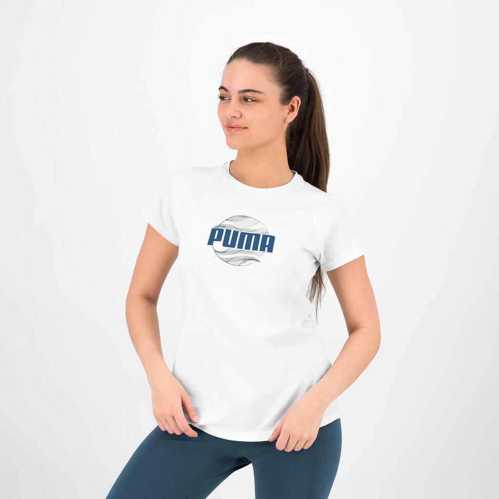 Puma T-Shirt Damen Logo-Print ‒ blau 