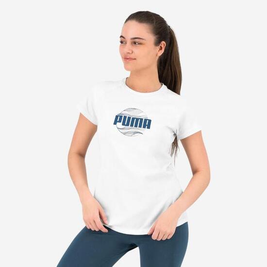 Tee shirt imprimé logo Puma femme - bleu