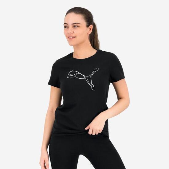 Tee shirt imprimé logo Puma femme - noir