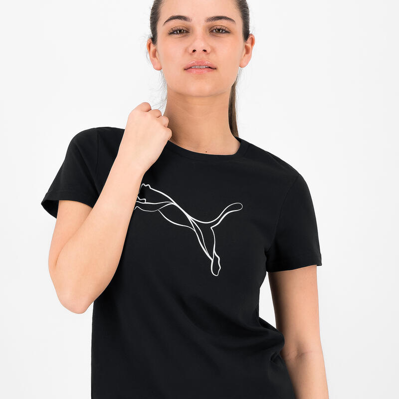 Puma T-Shirt Damen Logo-Print ‒ schwarz 