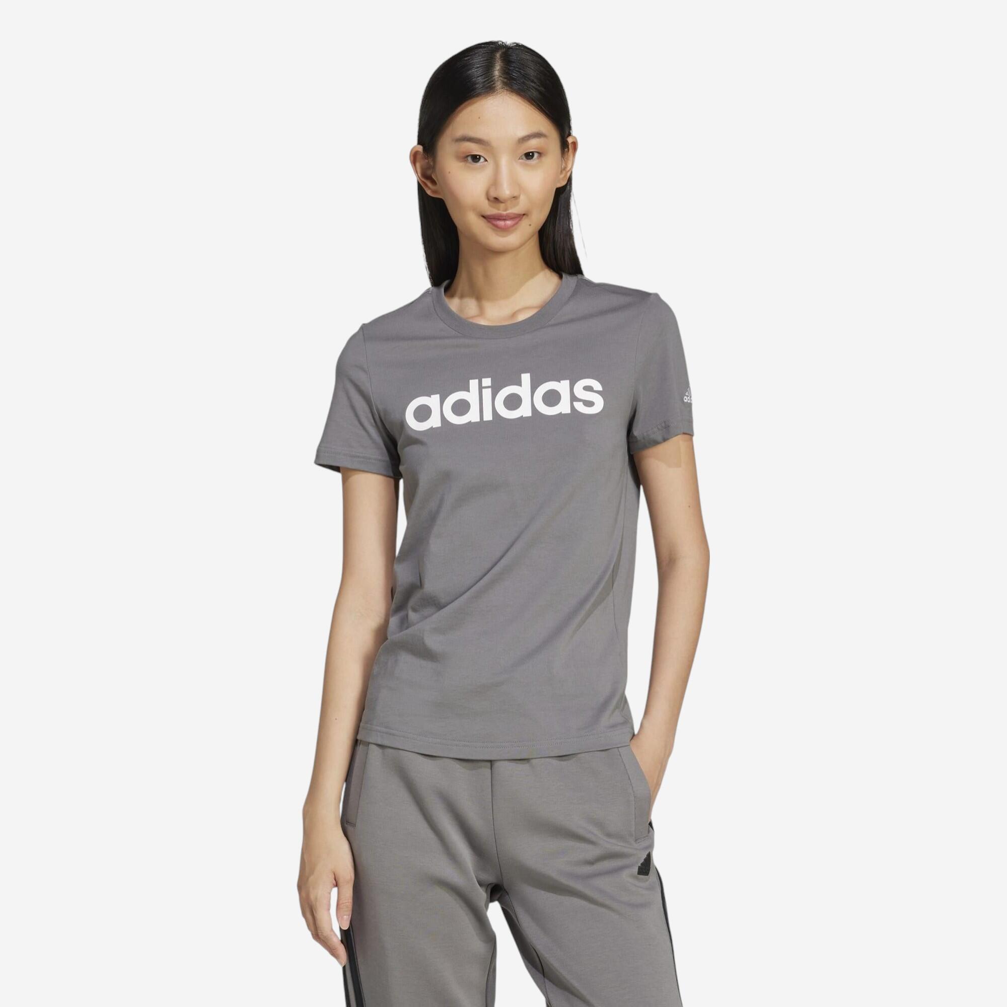 ADIDAS T-shirt bedrukt met logo ADIDAS voor dames - donkergrijs
