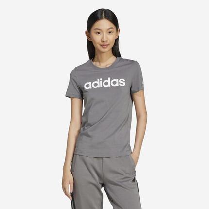 ADIDAS T-Shirt Damen Logo-Print - dunkelgrau
