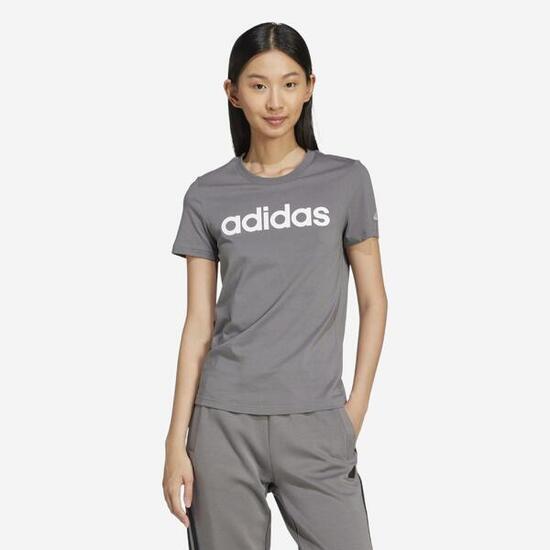 T-shirt ADIDAS donna palestra regular fit 100% cotone grigio scuro logo stampato