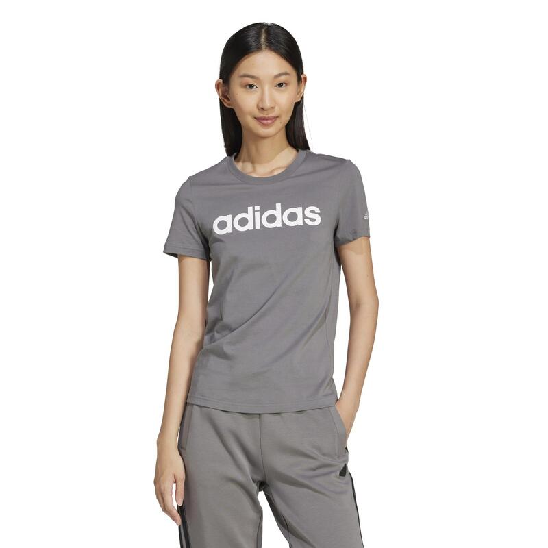 ADIDAS T-Shirt Damen Logo-Print - dunkelgrau 