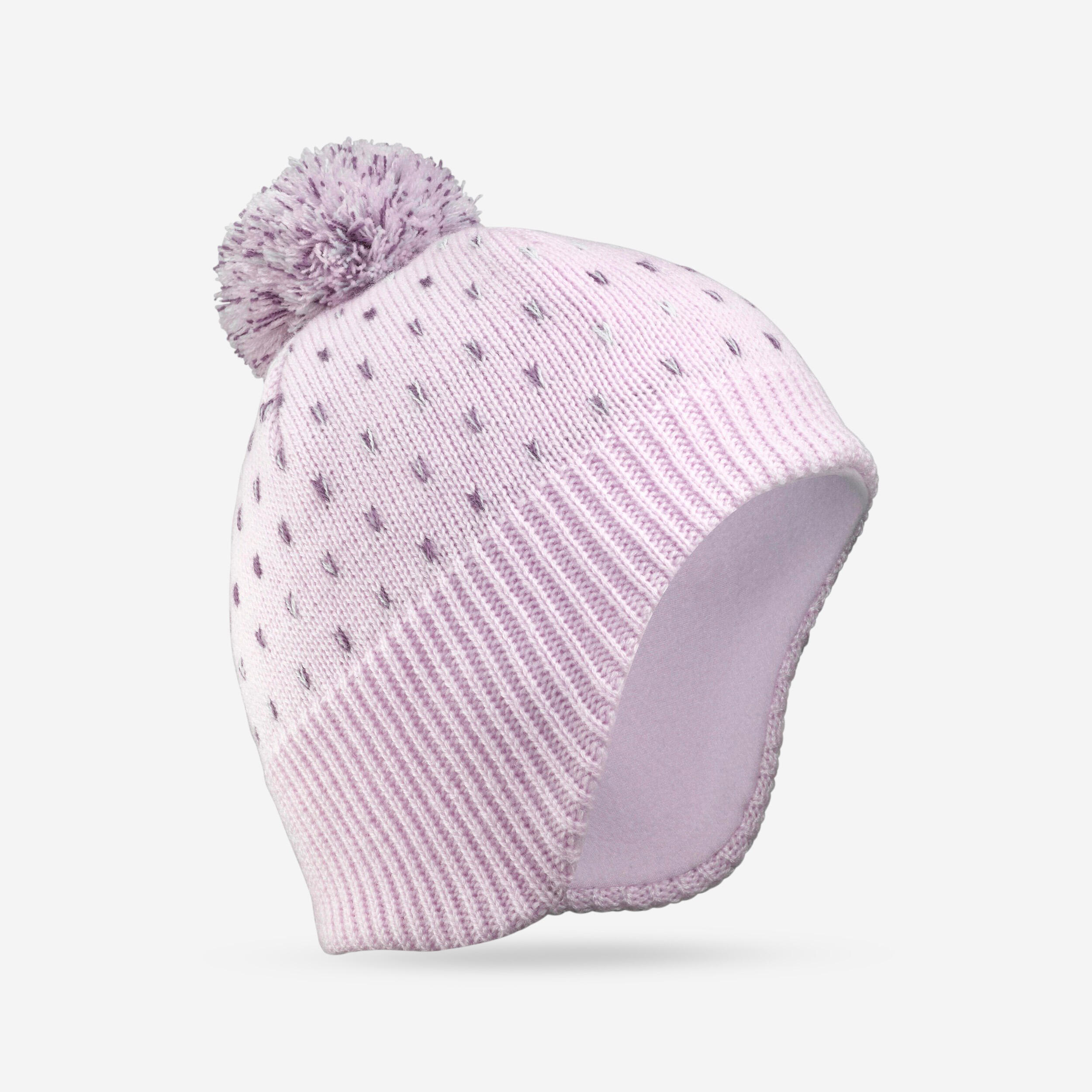 WEDZE KIDS’ WARM HAT - FLAP LILAC