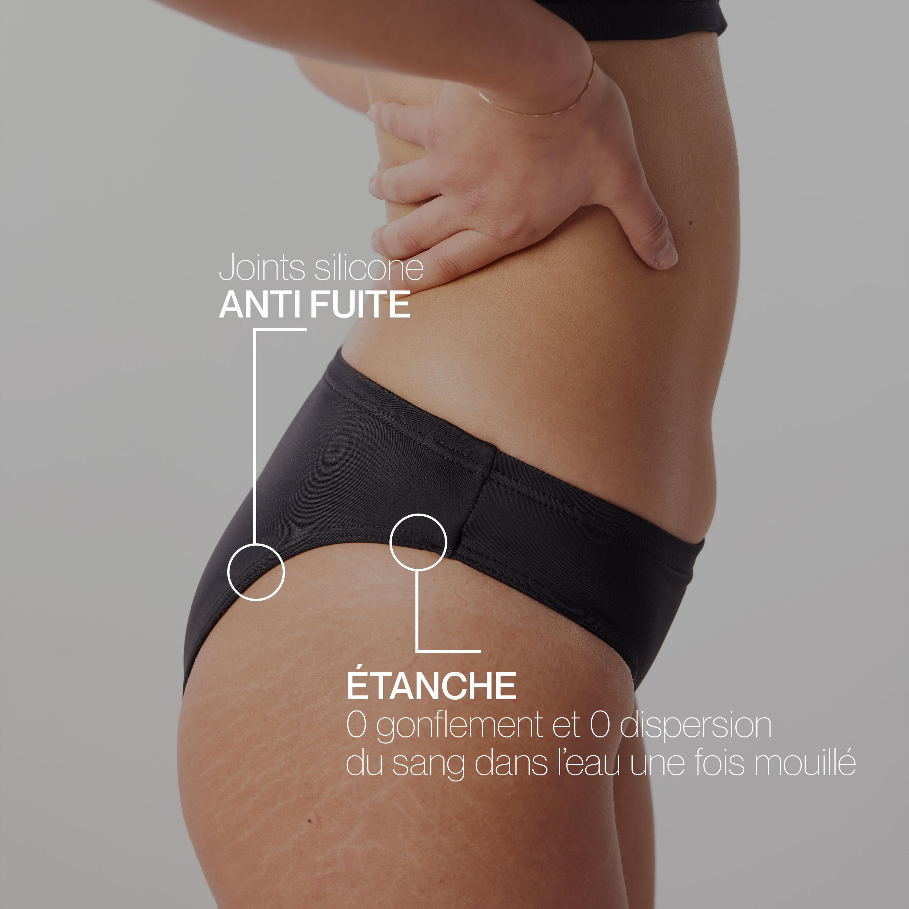 Bas de maillot de bain menstruel culotte Femme - SMOON Héléades noir 8/9