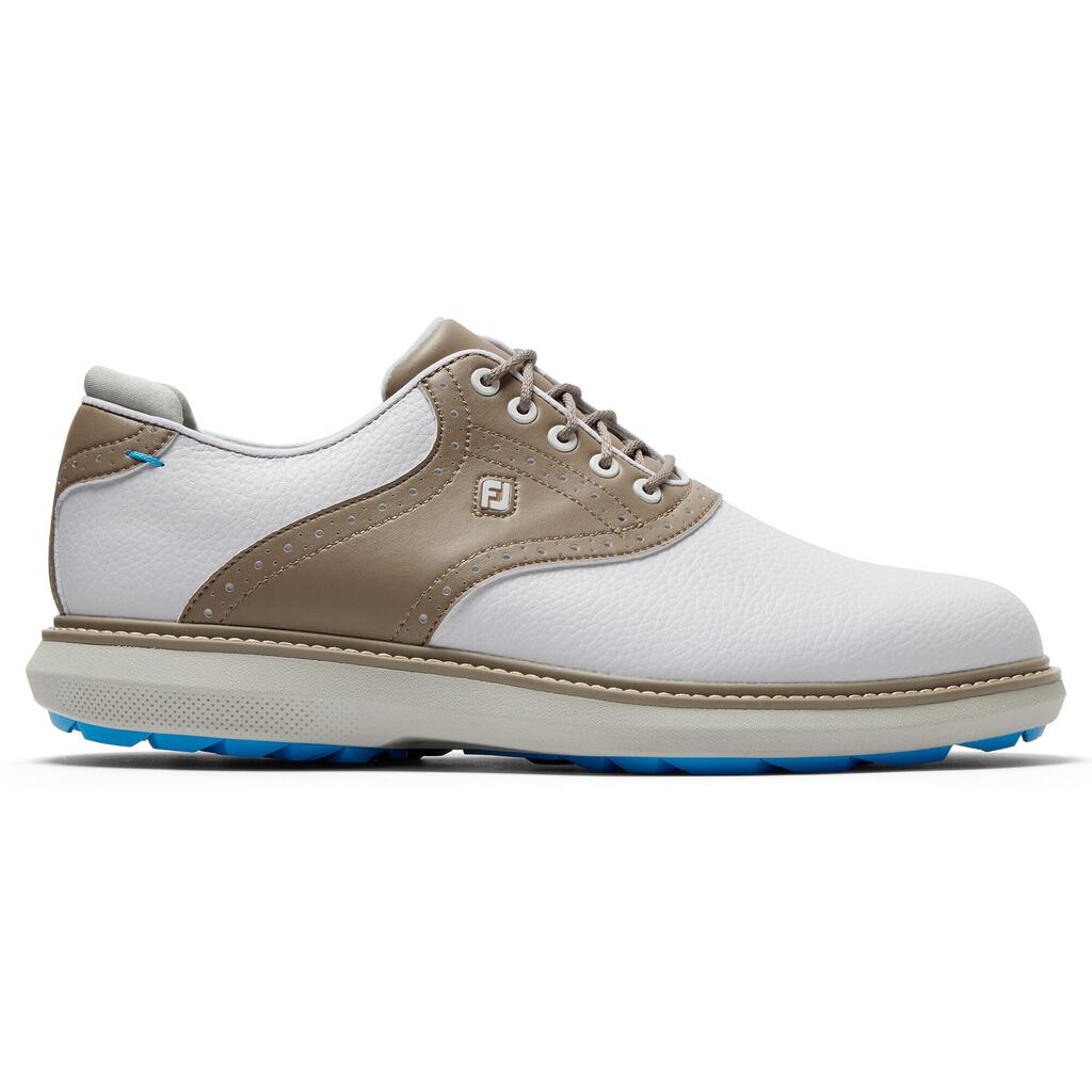 M golf shoes FootJoy Traditions Spikeless white khaki - Wide width