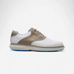Chaussures golf footjoy sans crampons traditions H blanc kaki - Largeur large