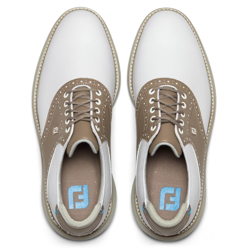 M golf shoes FootJoy Traditions Spikeless white khaki - Wide width