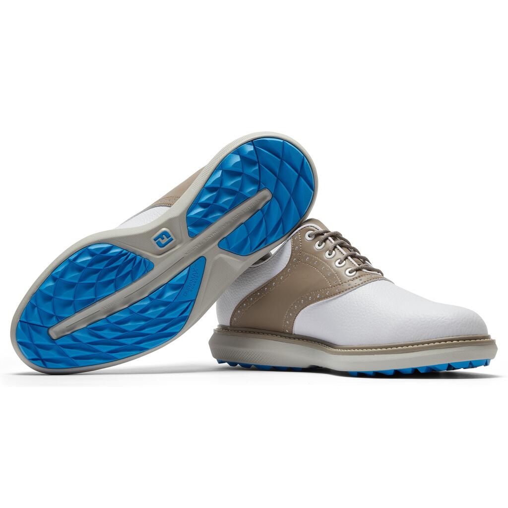 M golf shoes FootJoy Traditions Spikeless white khaki - Wide width