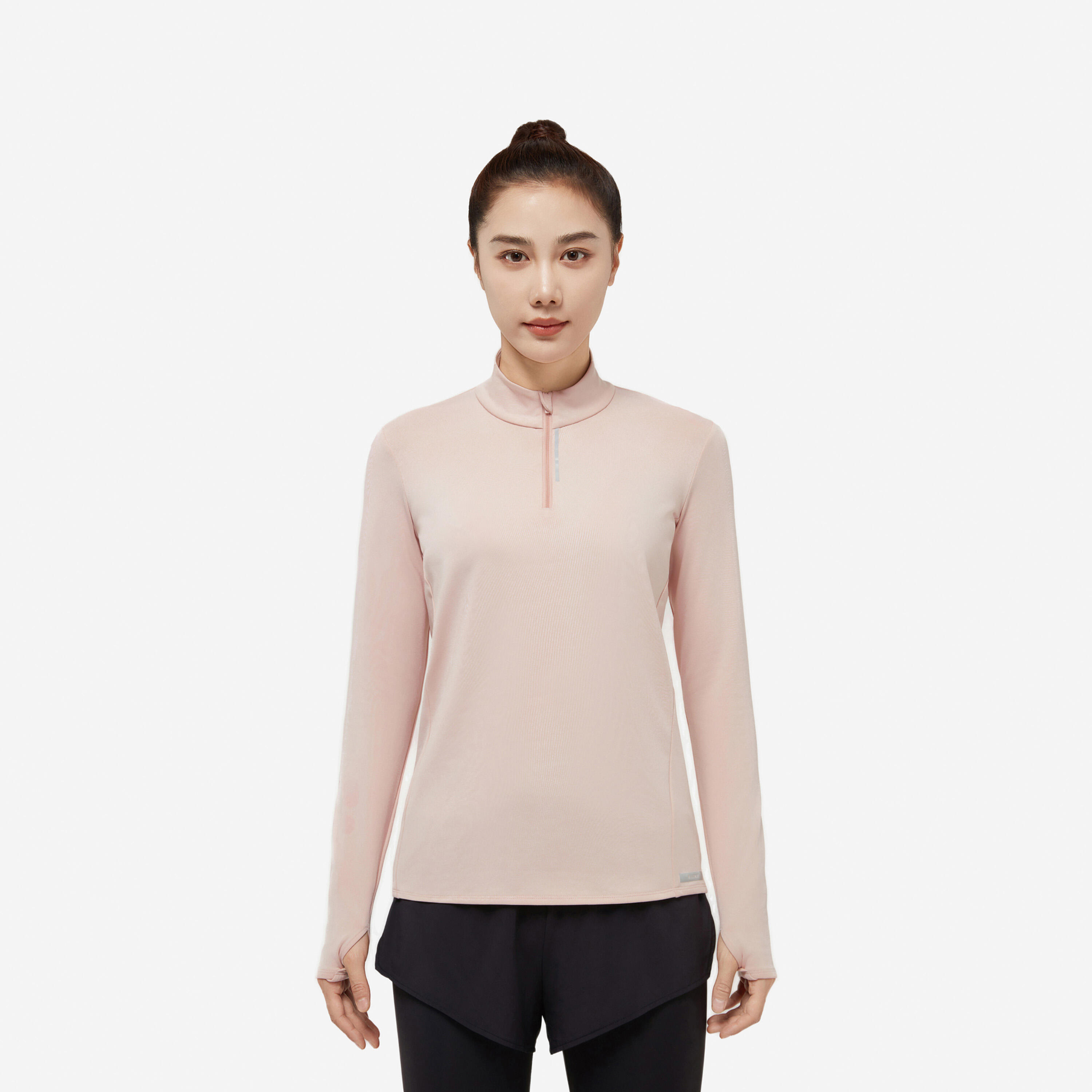 Women's Warm Long-Sleeved Running Shirt, Run 100 Warm 1/2 Zip - KALENJI