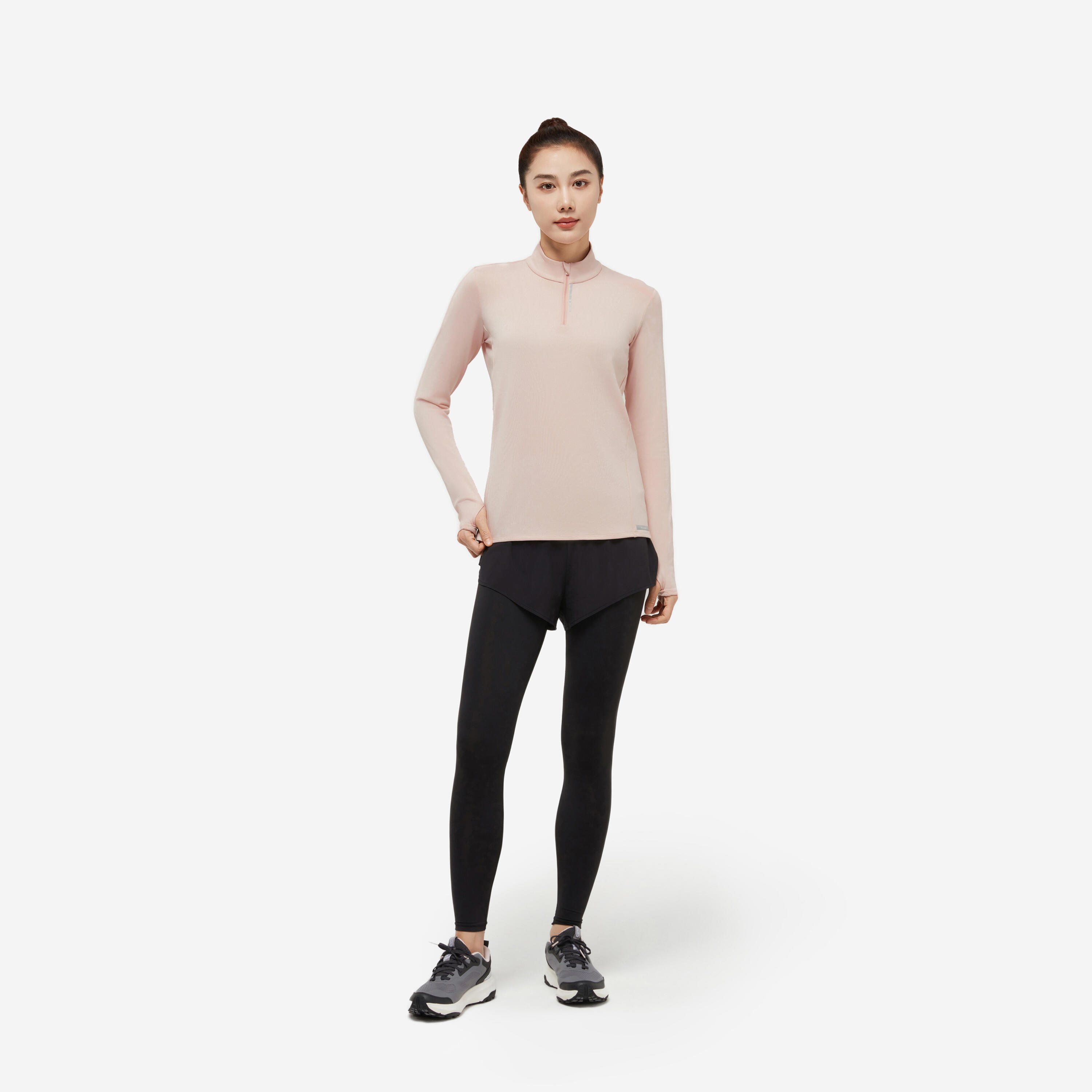 Women's Warm Long-Sleeved Running Shirt, Run 100 Warm 1/2 Zip - KALENJI
