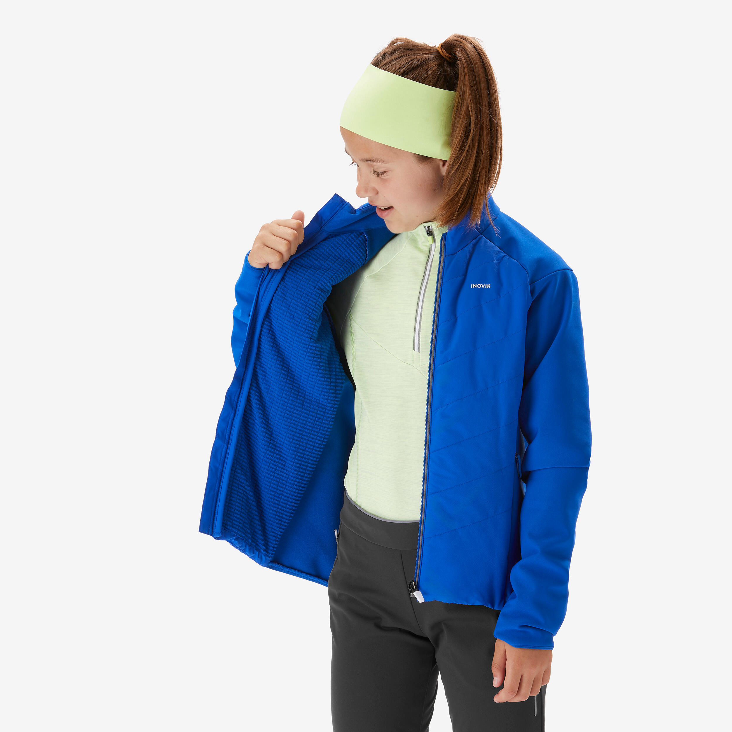 Kids cross country skiing jacket 550 Blue Decathlon