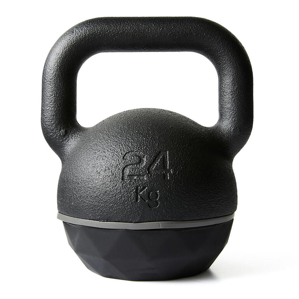 Kugelhantel Kettlebell aus Gusseisen und Basis aus Gummi - 24 kg