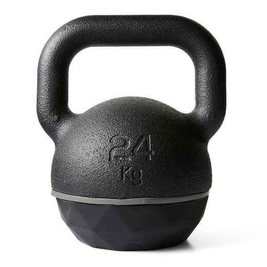 
      Kugelhantel Kettlebell aus Gusseisen und Basis aus Gummi - 24 kg
  