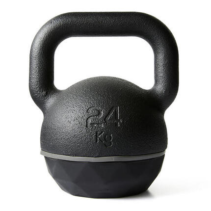 Kettlebell en fonte et base caoutchouc 24 kg, composé à 80 % de fonte recyclée
