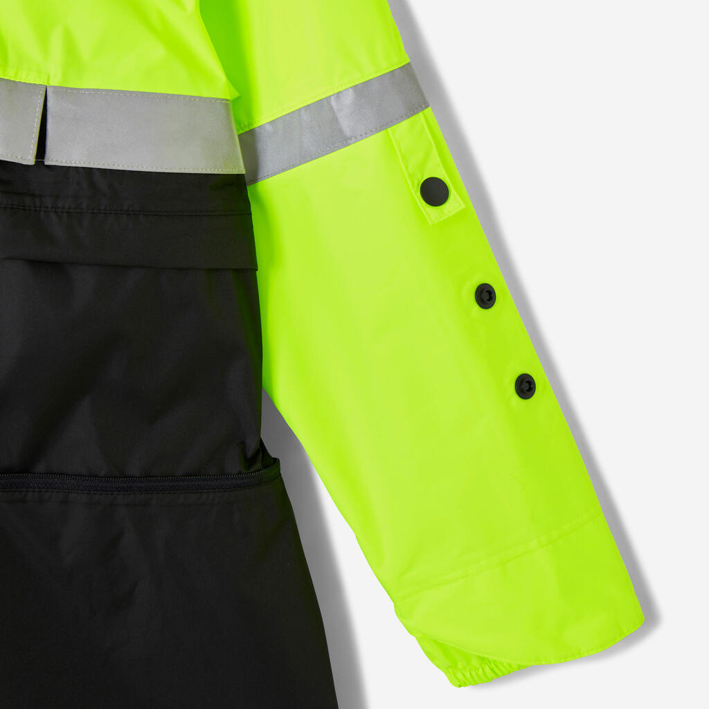 PONCHO NIÑOS NEGRO-AMARILLO FLUORESCENTE VISIBILIDAD DIURNA/NOCTURNA IMPERMEABLE