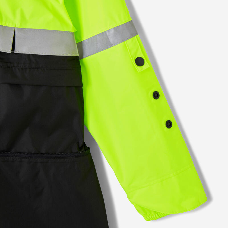 PONCHO ENFANT PLUIE VISIBILITE JOUR NUIT NOIR JAUNE FLUO