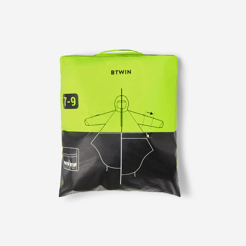 Poncho impermeabile ciclismo bambino nero-giallo fluo