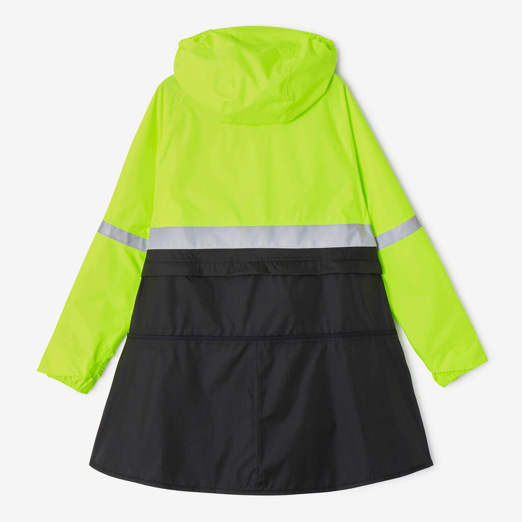 KIDS RAIN PONCHO DAY NIGHT VISIBILITY - BLACK NEON YELLOW