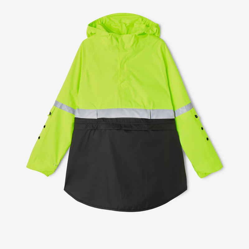 PONCHO ENFANT PLUIE VISIBILITE JOUR NUIT NOIR JAUNE FLUO