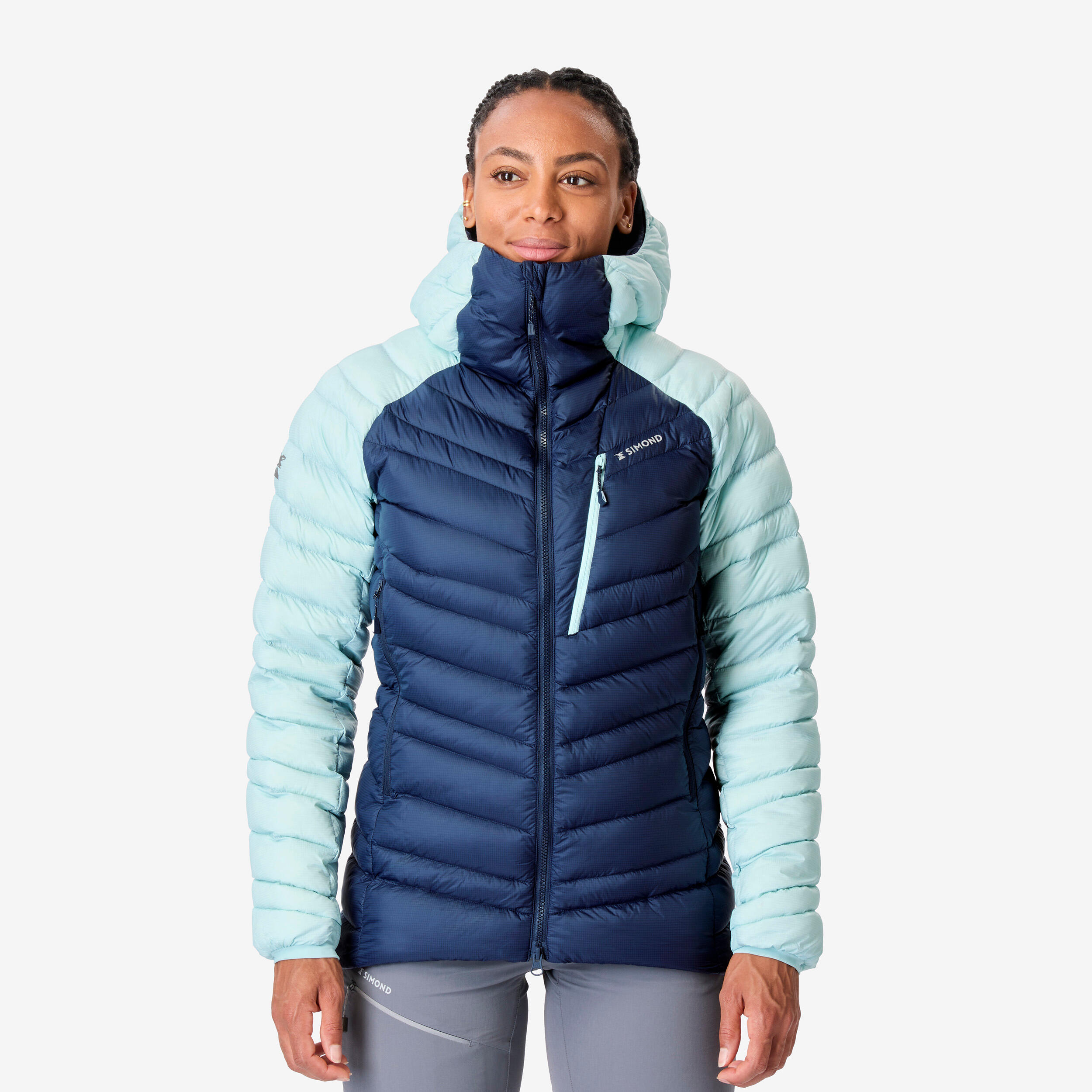 Women's mountaineering down jacket - Navy blue / Arctic blue